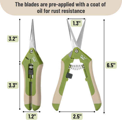 Gardening Scissors, 6.5 Inch | Pruning Shears for Gardening with Straight Stainless Steel Blade, Garden Shears, Garden Clippers Handheld, Plant Shears
