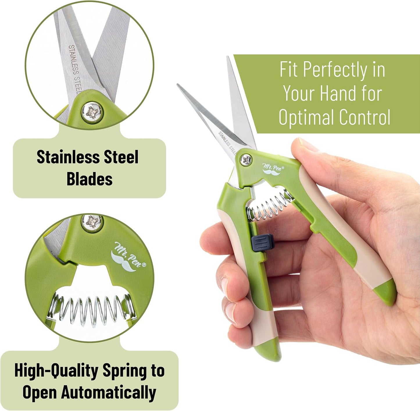 Gardening Scissors, 6.5 Inch | Pruning Shears for Gardening with Straight Stainless Steel Blade, Garden Shears, Garden Clippers Handheld, Plant Shears