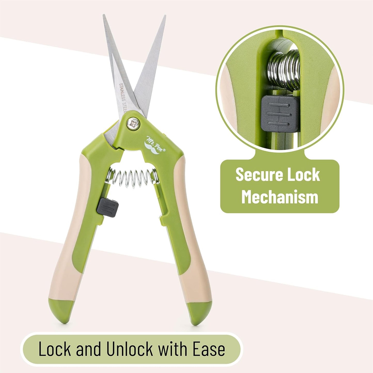 Gardening Scissors, 6.5 Inch | Pruning Shears for Gardening with Straight Stainless Steel Blade, Garden Shears, Garden Clippers Handheld, Plant Shears