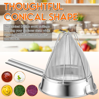 8"Chinois Fine Mesh Strainer Set with Handle and Rubber Pestle