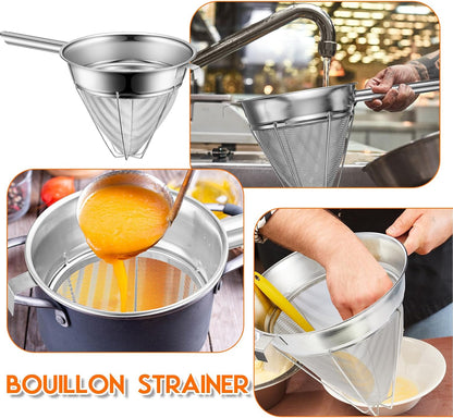 8"Chinois Fine Mesh Strainer Set with Handle and Rubber Pestle