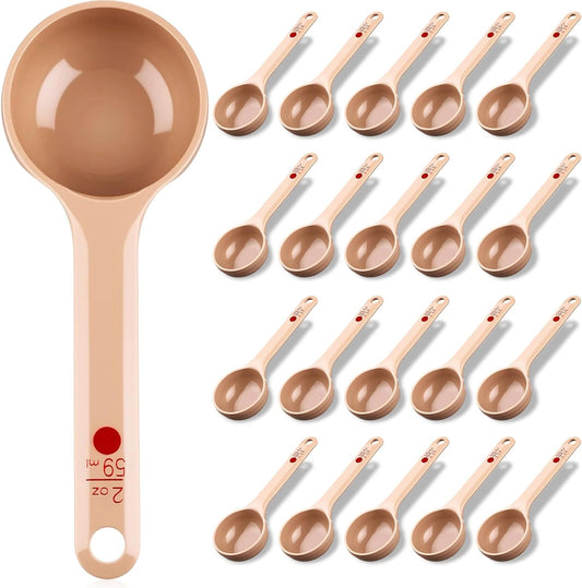 20 Pcs Foodservice Products Measure Spoon with Short Handle 2 Ounces Measuring Scoop Food Grade Solid Portion Control Spoon for Oatmeal Creatine Coffee Grains Spices Powders