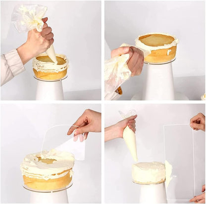 6 Pieces Clear Acrylic Cake Scraper Cake Decorating Comb Cake Edge Smoother Scraper Pastry Cutter