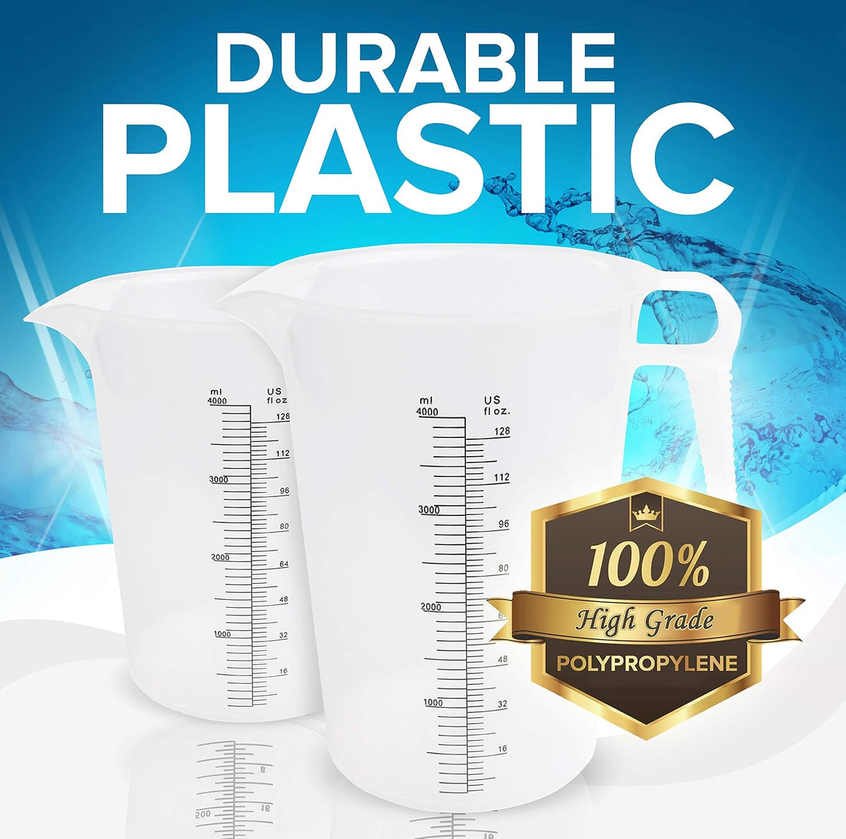 2-PACK Measuring Pitcher, Pool Measuring Cup for Chemicals, Plastic, Multipurpose - Great for Oil, Chemicals, Pool and Lawn - Ounce (oz) and Milliliter (mL) Increments (8oz)