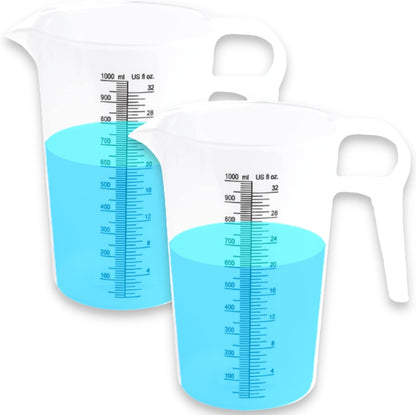 2-PACK Measuring Pitcher, Pool Measuring Cup for Chemicals, Plastic, Multipurpose - Great for Oil, Chemicals, Pool and Lawn - Ounce (oz) and Milliliter (mL) Increments (8oz)