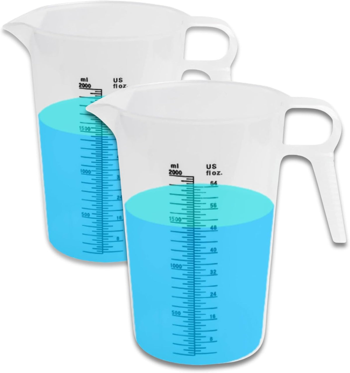 2-PACK Measuring Pitcher, Pool Measuring Cup for Chemicals, Plastic, Multipurpose - Great for Oil, Chemicals, Pool and Lawn - Ounce (oz) and Milliliter (mL) Increments (8oz)