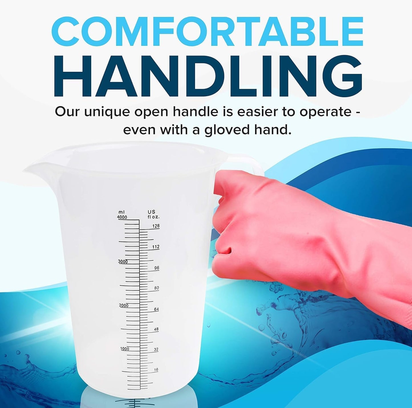 2-PACK Measuring Pitcher, Pool Measuring Cup for Chemicals, Plastic, Multipurpose - Great for Oil, Chemicals, Pool and Lawn - Ounce (oz) and Milliliter (mL) Increments (8oz)
