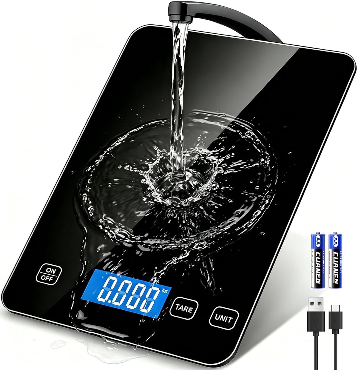 Food Kitchen Scale, Digital Food Scale 33lb Digital Kitchen Scale Precisely Measures Grams and Ounces for Meal Prep Baking and Cooking, Rechargeable 304 Stainless Steel Kitchen Scale LCD Display