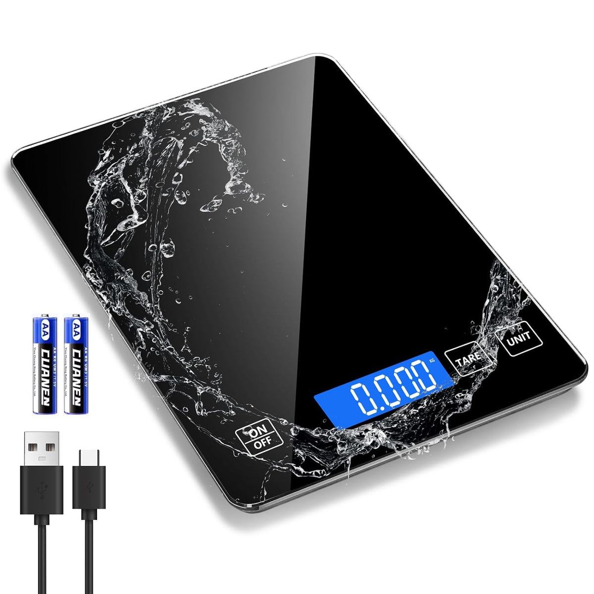 Food Kitchen Scale, Digital Food Scale 33lb Digital Kitchen Scale Precisely Measures Grams and Ounces for Meal Prep Baking and Cooking, Rechargeable 304 Stainless Steel Kitchen Scale LCD Display