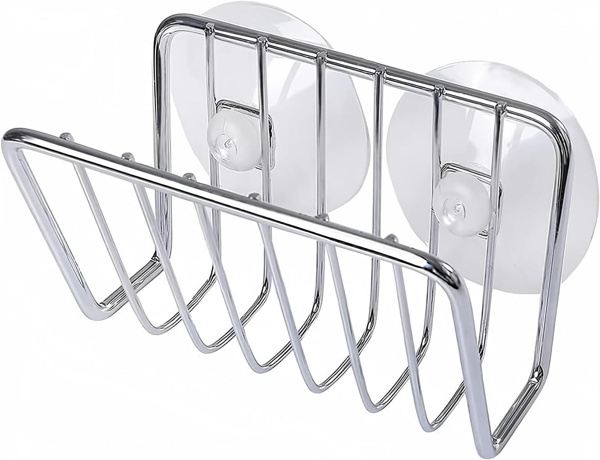 Sponge Holder for Kitchen Sink, Stainless Steel Suction Cup Sponge Caddy - Silver