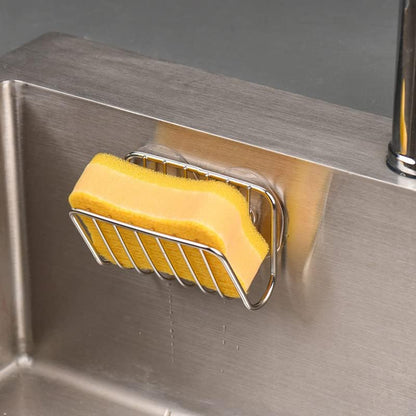 Sponge Holder for Kitchen Sink, Stainless Steel Suction Cup Sponge Caddy - Silver