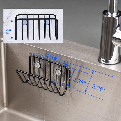 Sponge Holder for Kitchen Sink, Stainless Steel Suction Cup Sponge Caddy - Silver