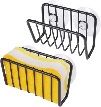 Sponge Holder for Kitchen Sink, Stainless Steel Suction Cup Sponge Caddy - Silver
