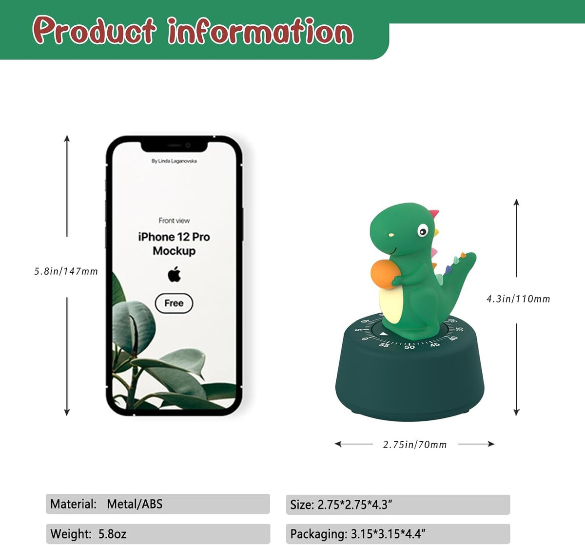 Mechanical Kitchen Timer for Kids,Wind Up Egg Timer for Cooking.