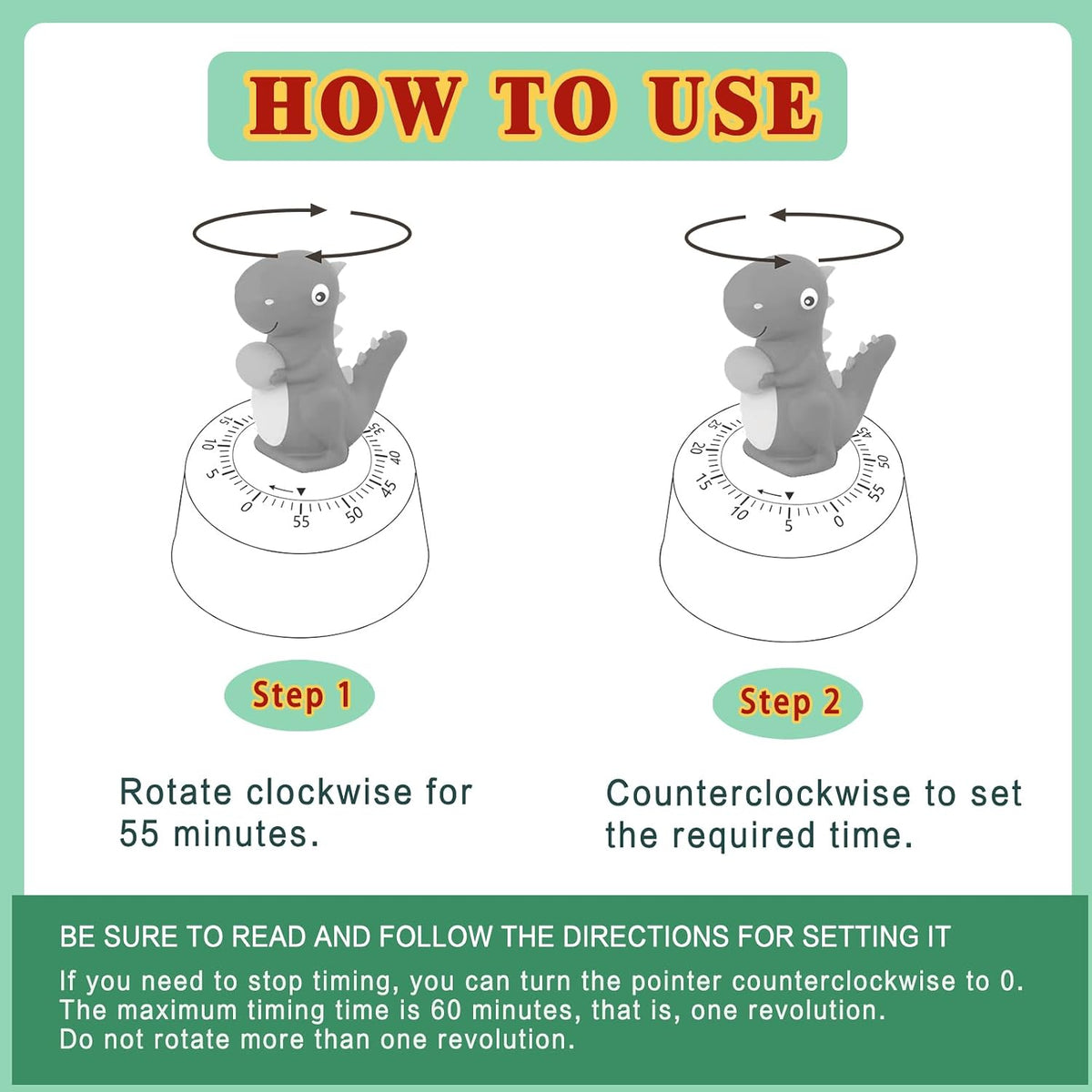 Mechanical Kitchen Timer for Kids,Wind Up Egg Timer for Cooking.