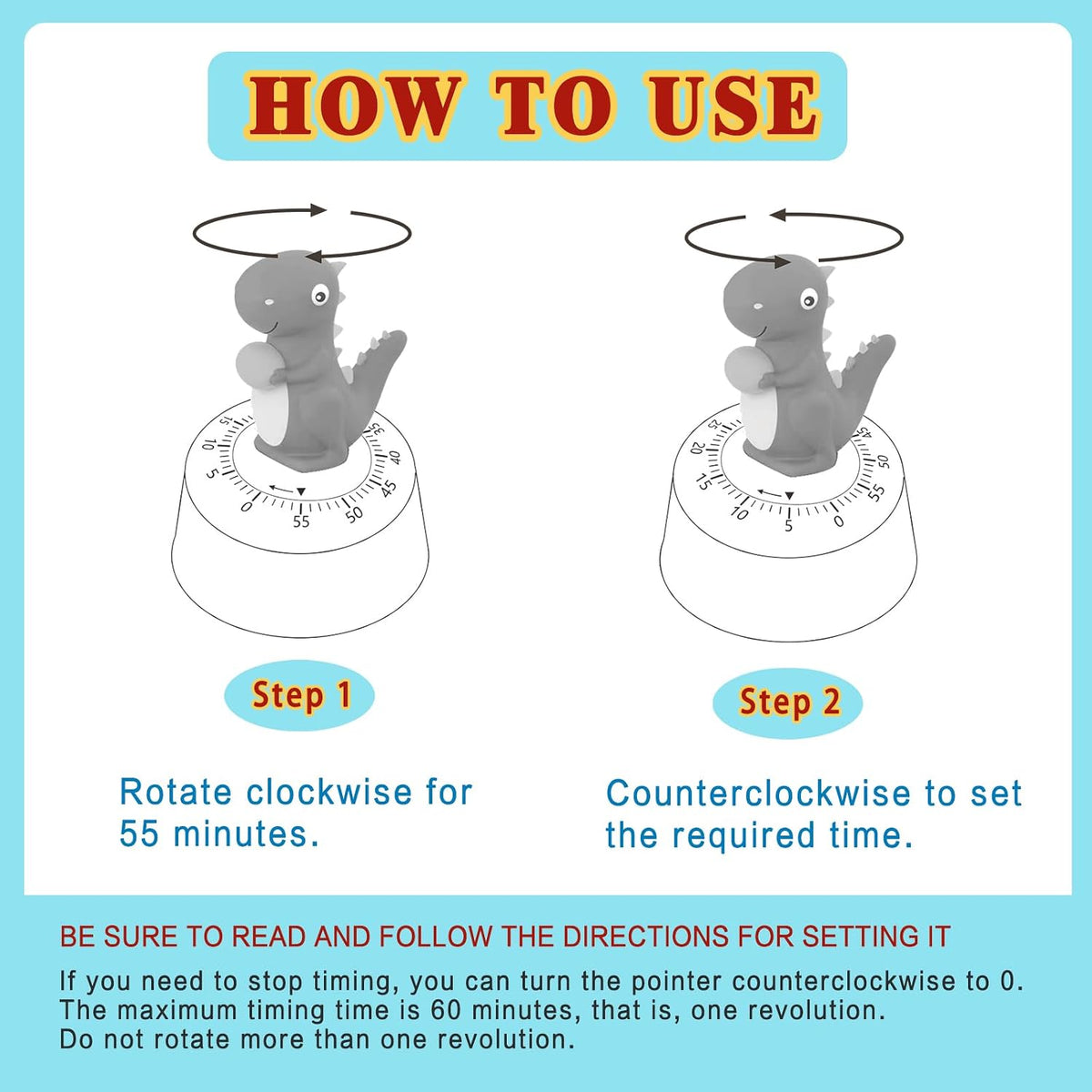 Mechanical Kitchen Timer for Kids,Wind Up Egg Timer for Cooking.