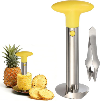 Pineapple Corer and Slicer Set, 9.4x4.1 Inch Stainless Steel Upgraded Pineapple Core Remover Eye Removal Tool, Slice and Core Fruits for Home Kitchen, Blue