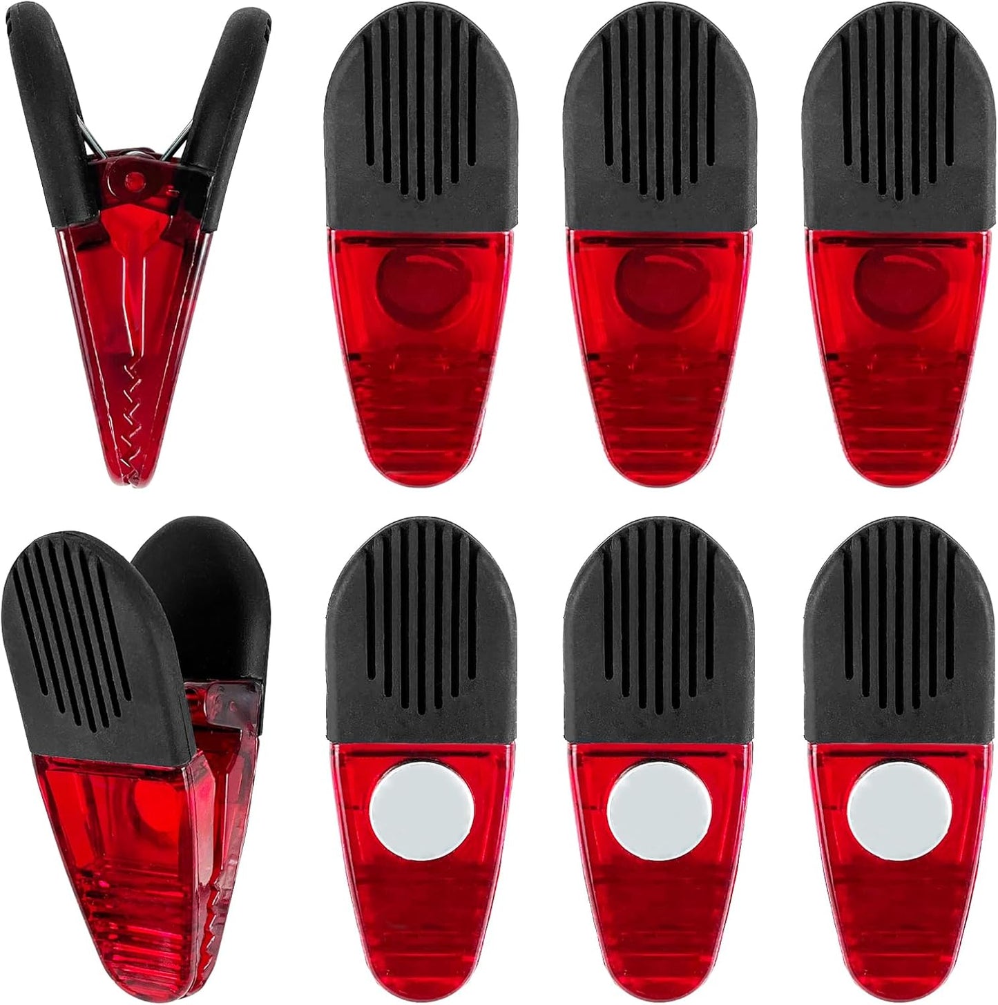 Magnetic Chip Clips 8 Pack - Heavy Duty Refrigerator Magnet Clip for Food Bags, Chip Bag Clips with Strong Grip, Non-Slip Rubber Teeth, Durable Plastic&Powerful Spring, Fridge Magnet Clip