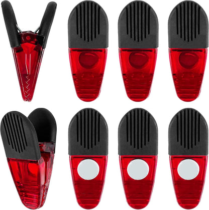 Magnetic Chip Clips 8 Pack - Heavy Duty Refrigerator Magnet Clip for Food Bags, Chip Bag Clips with Strong Grip, Non-Slip Rubber Teeth, Durable Plastic&Powerful Spring, Fridge Magnet Clip