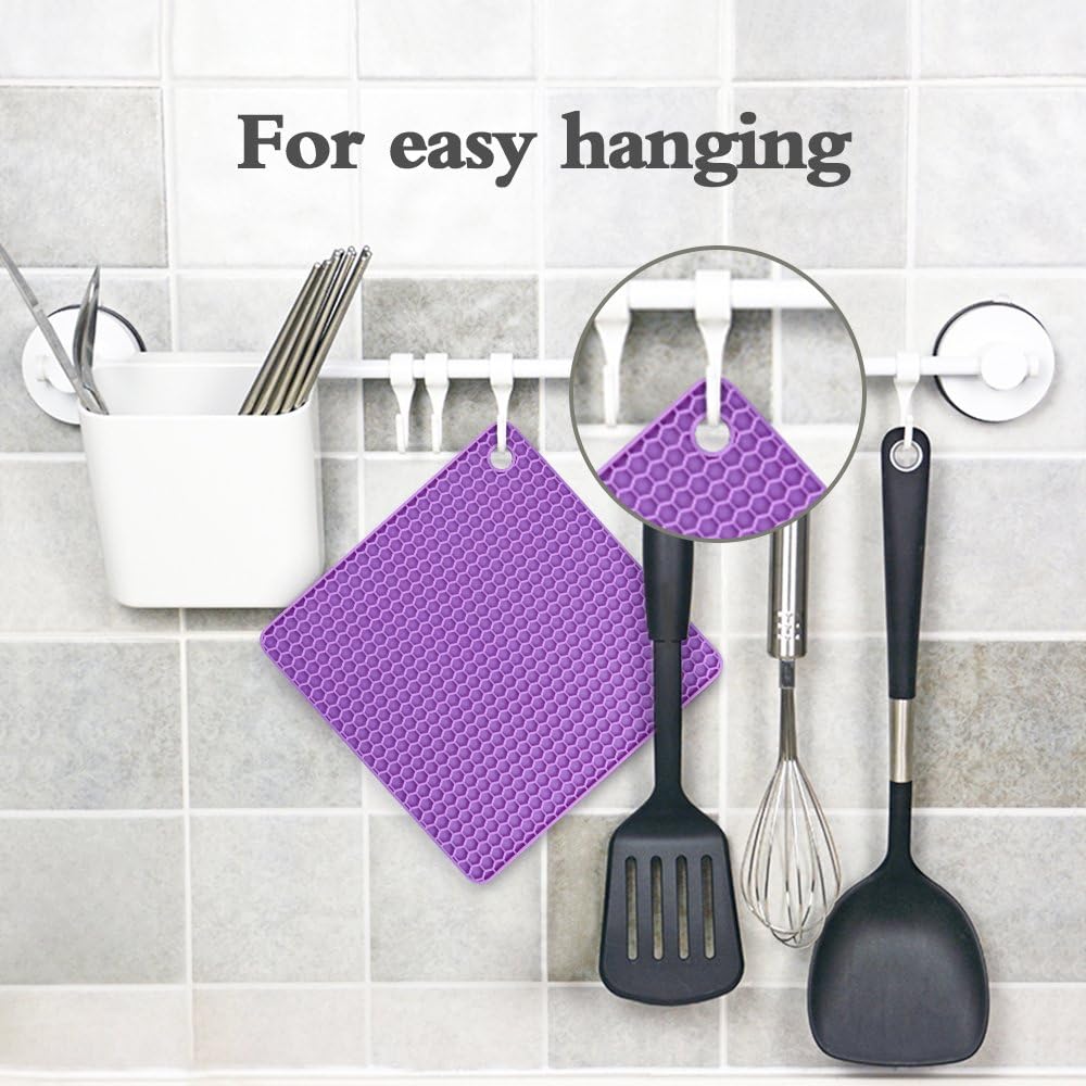Silicone Trivet Mats - Hot Pads Spoon Rest, Multipurpose Trivets for Hot Dishes Heat Resistant Food Grade Silicone Set of 4