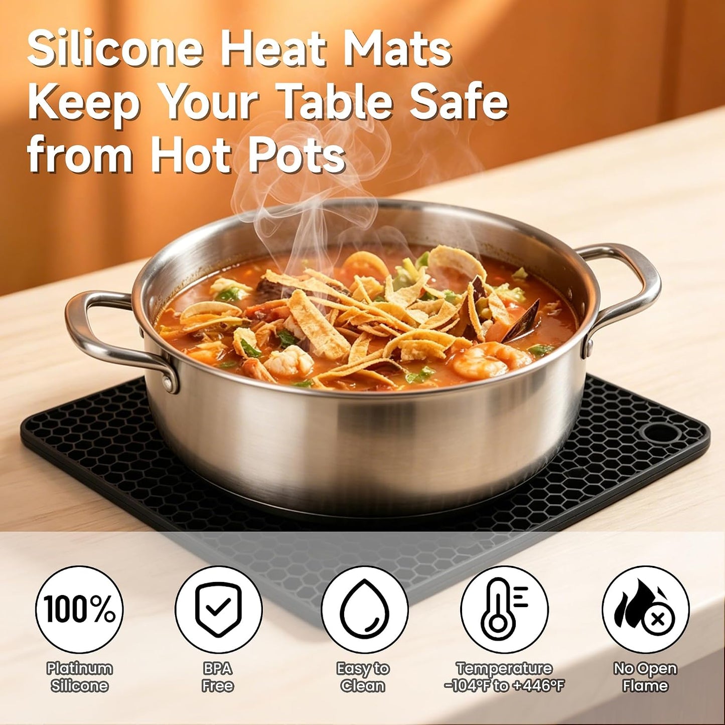 Silicone Trivet Mats - Hot Pads Spoon Rest, Multipurpose Trivets for Hot Dishes Heat Resistant Food Grade Silicone Set of 4