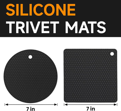 Silicone Trivet Mats - Hot Pads Spoon Rest, Multipurpose Trivets for Hot Dishes Heat Resistant Food Grade Silicone Set of 4