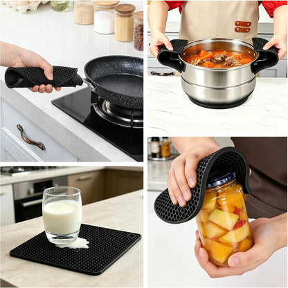 Silicone Trivet Mats - Hot Pads Spoon Rest, Multipurpose Trivets for Hot Dishes Heat Resistant Food Grade Silicone Set of 4