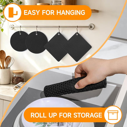 Silicone Trivet Mats - Hot Pads Spoon Rest, Multipurpose Trivets for Hot Dishes Heat Resistant Food Grade Silicone Set of 4