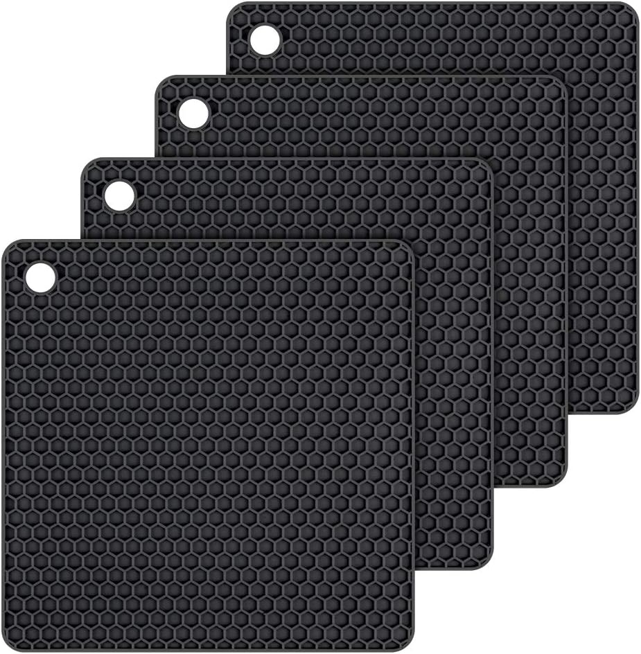 Silicone Trivet Mats - Hot Pads Spoon Rest, Multipurpose Trivets for Hot Dishes Heat Resistant Food Grade Silicone Set of 4