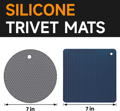 Silicone Trivet Mats - Hot Pads Spoon Rest, Multipurpose Trivets for Hot Dishes Heat Resistant Food Grade Silicone Set of 4