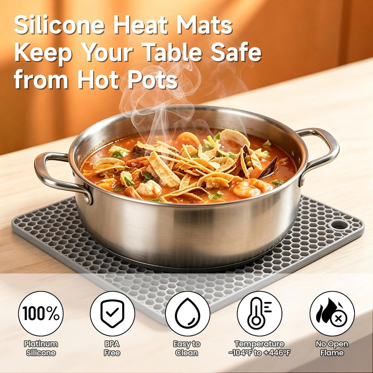 Silicone Trivet Mats - Hot Pads Spoon Rest, Multipurpose Trivets for Hot Dishes Heat Resistant Food Grade Silicone Set of 4