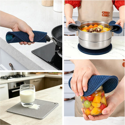 Silicone Trivet Mats - Hot Pads Spoon Rest, Multipurpose Trivets for Hot Dishes Heat Resistant Food Grade Silicone Set of 4