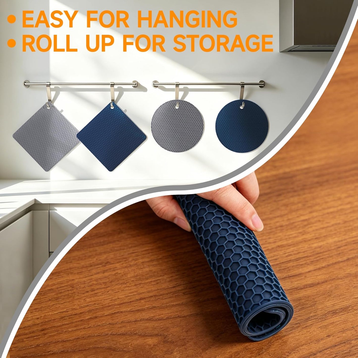 Silicone Trivet Mats - Hot Pads Spoon Rest, Multipurpose Trivets for Hot Dishes Heat Resistant Food Grade Silicone Set of 4