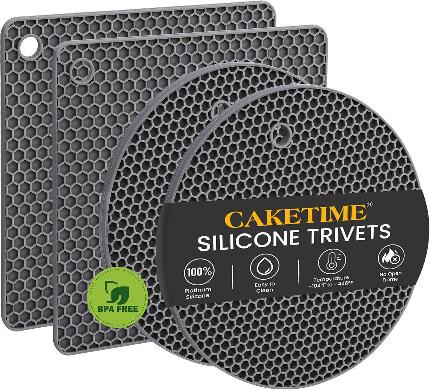 Silicone Trivet Mats - Hot Pads Spoon Rest, Multipurpose Trivets for Hot Dishes Heat Resistant Food Grade Silicone Set of 4