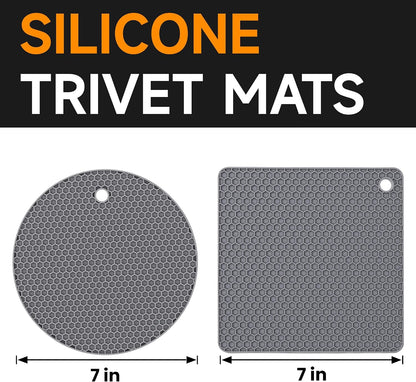 Silicone Trivet Mats - Hot Pads Spoon Rest, Multipurpose Trivets for Hot Dishes Heat Resistant Food Grade Silicone Set of 4