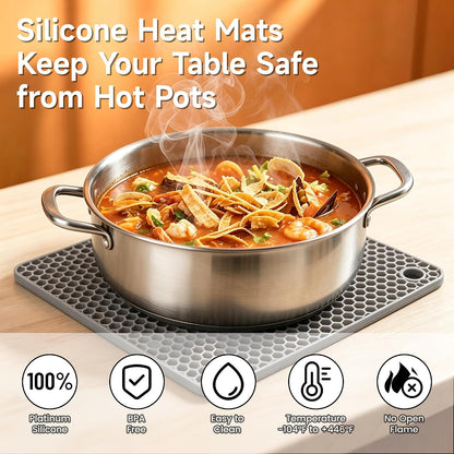 Silicone Trivet Mats - Hot Pads Spoon Rest, Multipurpose Trivets for Hot Dishes Heat Resistant Food Grade Silicone Set of 4