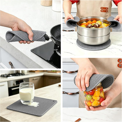 Silicone Trivet Mats - Hot Pads Spoon Rest, Multipurpose Trivets for Hot Dishes Heat Resistant Food Grade Silicone Set of 4