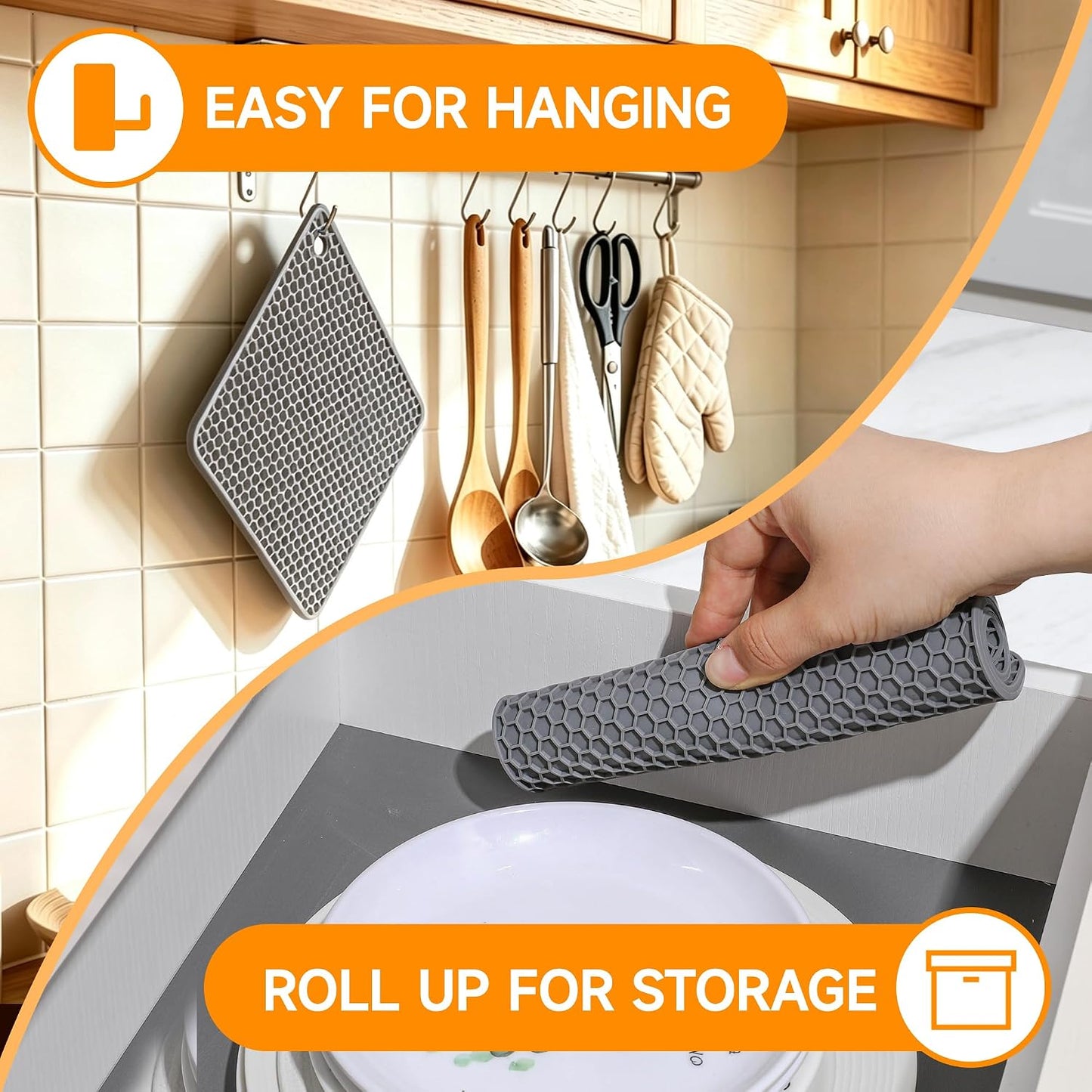 Silicone Trivet Mats - Hot Pads Spoon Rest, Multipurpose Trivets for Hot Dishes Heat Resistant Food Grade Silicone Set of 4
