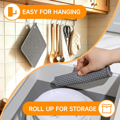 Silicone Trivet Mats - Hot Pads Spoon Rest, Multipurpose Trivets for Hot Dishes Heat Resistant Food Grade Silicone Set of 4