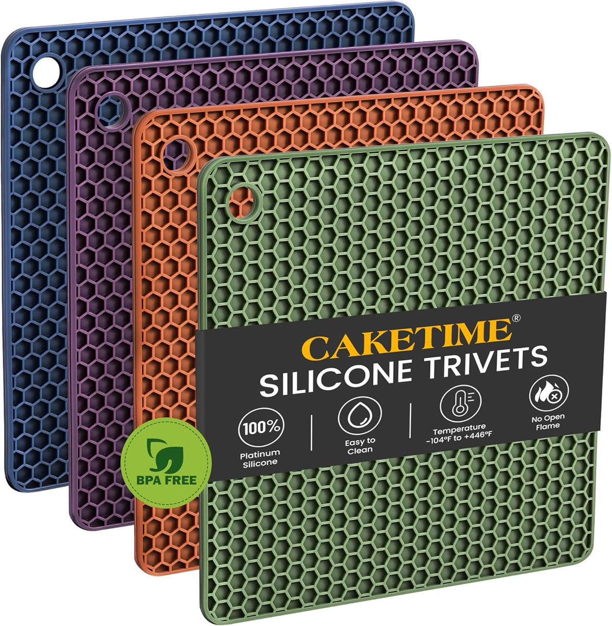 Silicone Trivet Mats - Hot Pads Spoon Rest, Multipurpose Trivets for Hot Dishes Heat Resistant Food Grade Silicone Set of 4