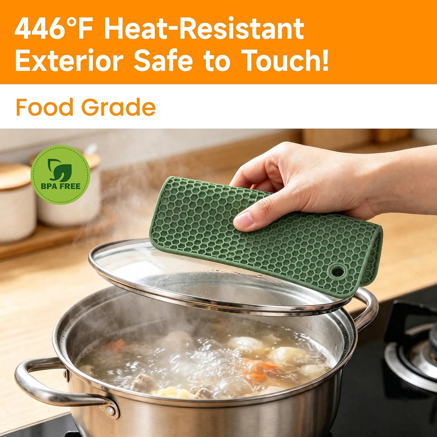 Silicone Trivet Mats - Hot Pads Spoon Rest, Multipurpose Trivets for Hot Dishes Heat Resistant Food Grade Silicone Set of 4