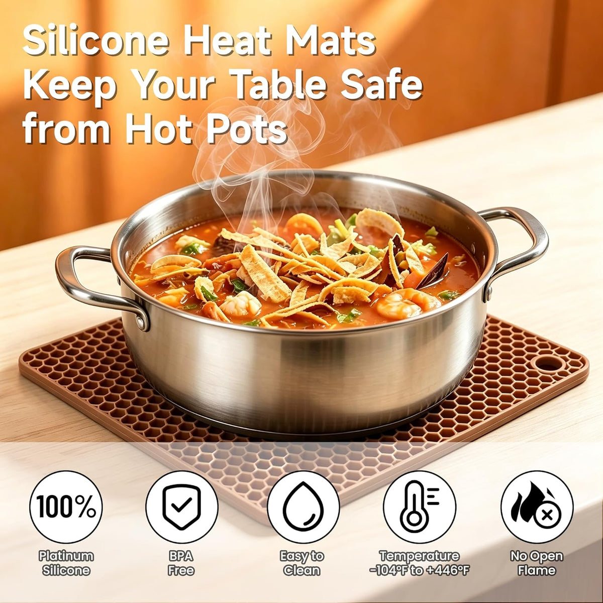 Silicone Trivet Mats - Hot Pads Spoon Rest, Multipurpose Trivets for Hot Dishes Heat Resistant Food Grade Silicone Set of 4