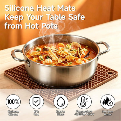 Silicone Trivet Mats - Hot Pads Spoon Rest, Multipurpose Trivets for Hot Dishes Heat Resistant Food Grade Silicone Set of 4