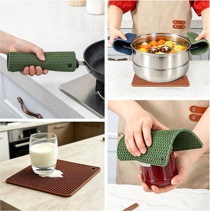 Silicone Trivet Mats - Hot Pads Spoon Rest, Multipurpose Trivets for Hot Dishes Heat Resistant Food Grade Silicone Set of 4