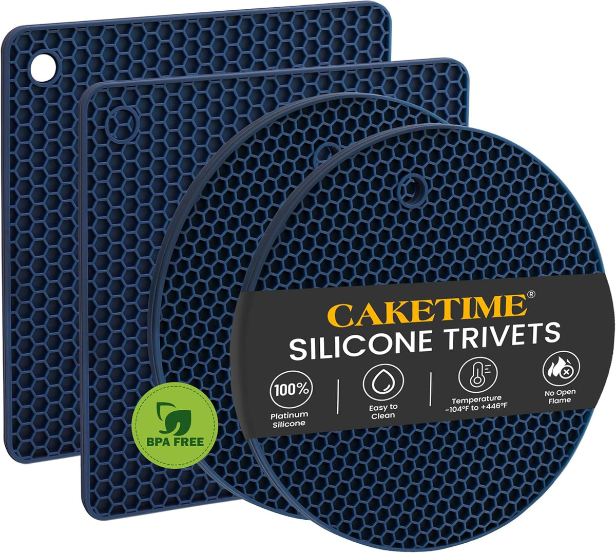 Silicone Trivet Mats - Hot Pads Spoon Rest, Multipurpose Trivets for Hot Dishes Heat Resistant Food Grade Silicone Set of 4