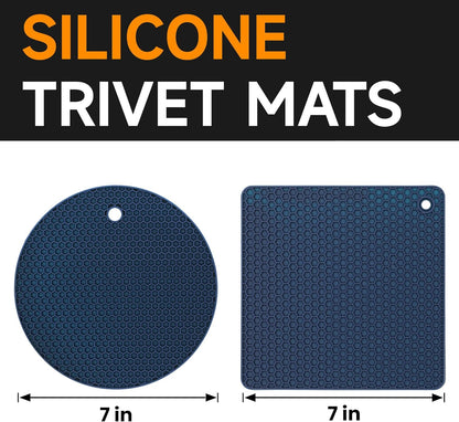 Silicone Trivet Mats - Hot Pads Spoon Rest, Multipurpose Trivets for Hot Dishes Heat Resistant Food Grade Silicone Set of 4