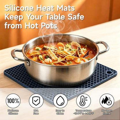 Silicone Trivet Mats - Hot Pads Spoon Rest, Multipurpose Trivets for Hot Dishes Heat Resistant Food Grade Silicone Set of 4