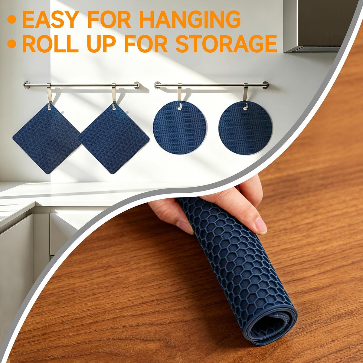Silicone Trivet Mats - Hot Pads Spoon Rest, Multipurpose Trivets for Hot Dishes Heat Resistant Food Grade Silicone Set of 4