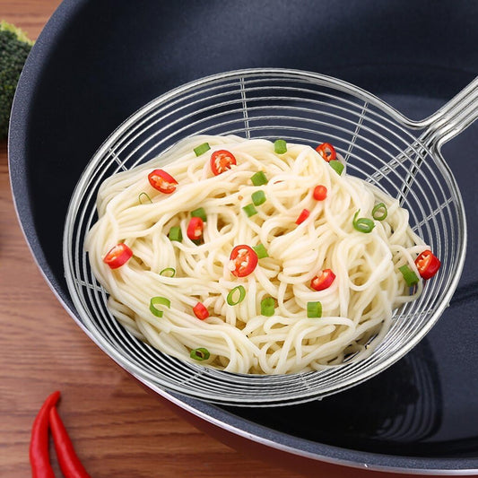 Stainless Steel Strainer Stainless Steel Spider Strainer, Ladle,Wire Skimmer with Spiral Mesh,Professional Grade Handle Skimmer, Kitchen
