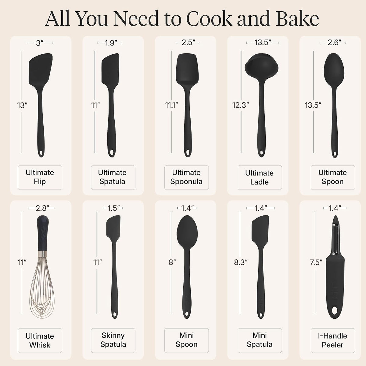 GIR: Silicone Ultimate Kitchen Utensils Set – Black